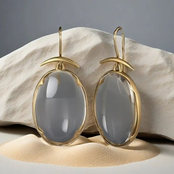 Bohemian Grey  - Imitation Jade Premium Earrings - Picture 3 of 6